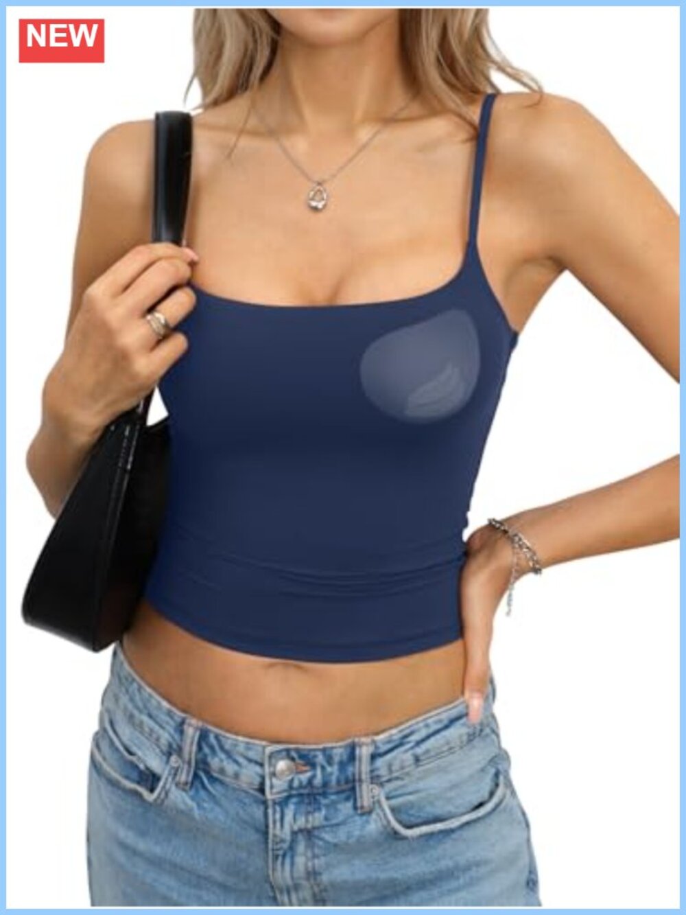 Women's Padded Crop Cami Tank Top Removable Pads Going Out Tops